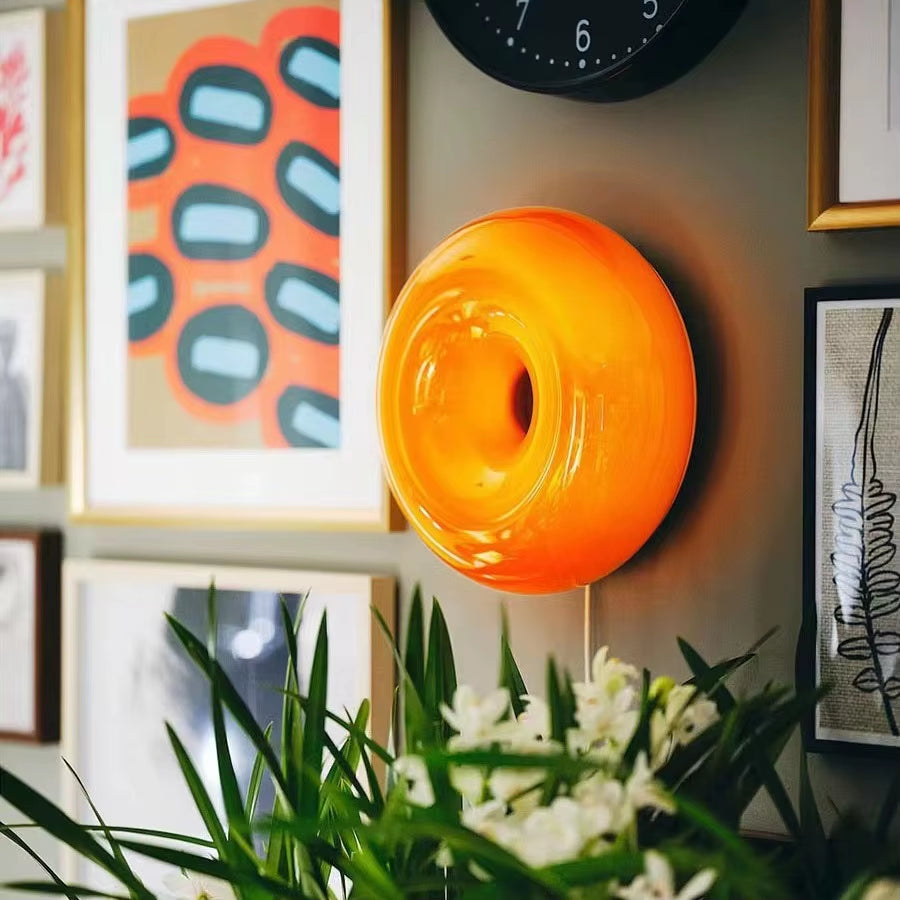 Nordic Modern Donut Wall Lamp Bauhaus Retro Living Room TV Wall Lamp Bedroom Bedside Lamp Atmosphere Wall Light Atmosphere Decor
