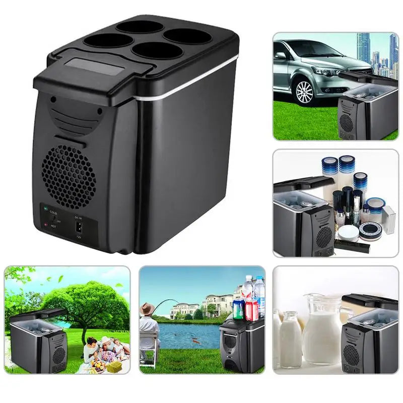 6L Car Refrigerator Mini Fridge Vehicle and Home Use Dormitory Truck Cold and Hot Dual-Use Insulated Cooler Box 12V