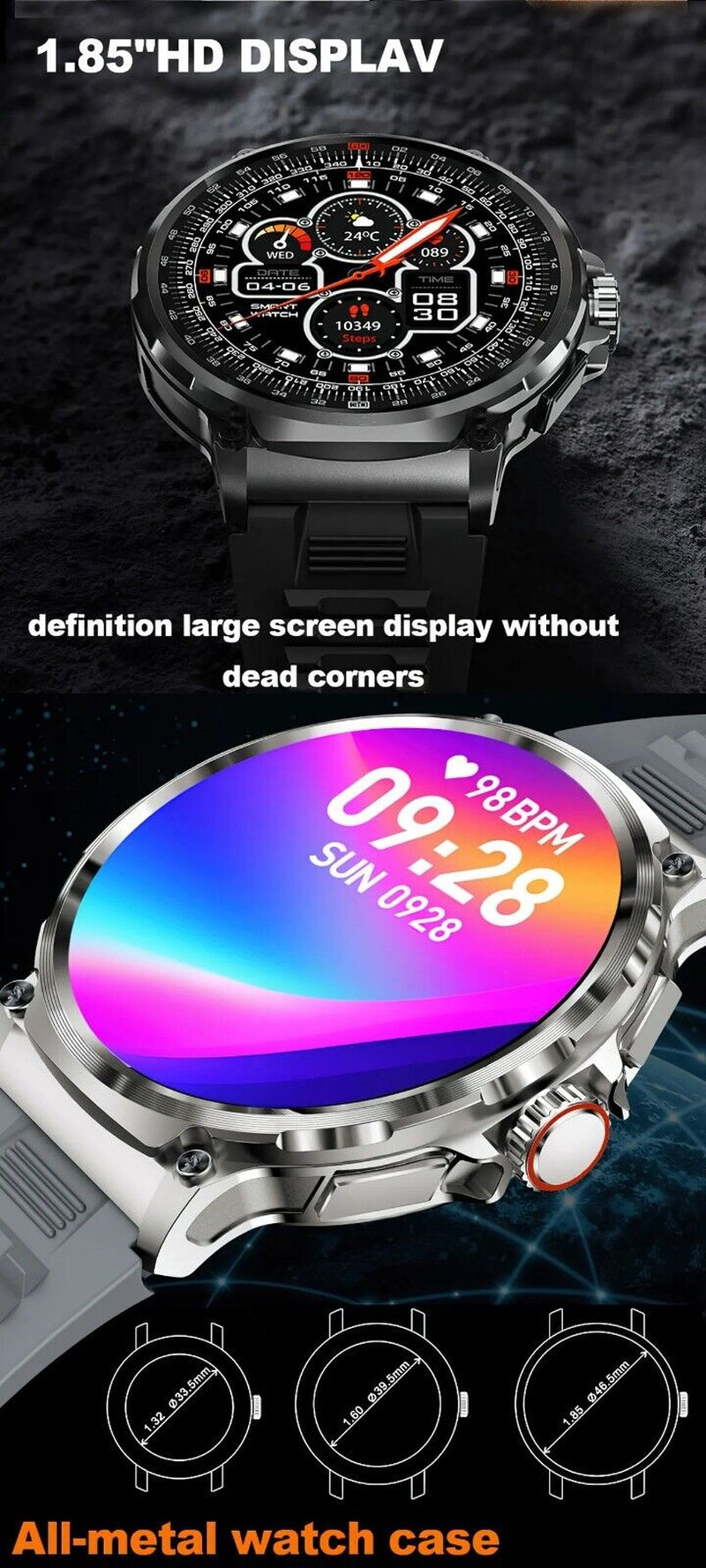 1.85-Inch Ultra HD Smartwatch with GPS, Bluetooth Calling, and Health Monitoring - Ideal Gift for Fitness Enthusiasts