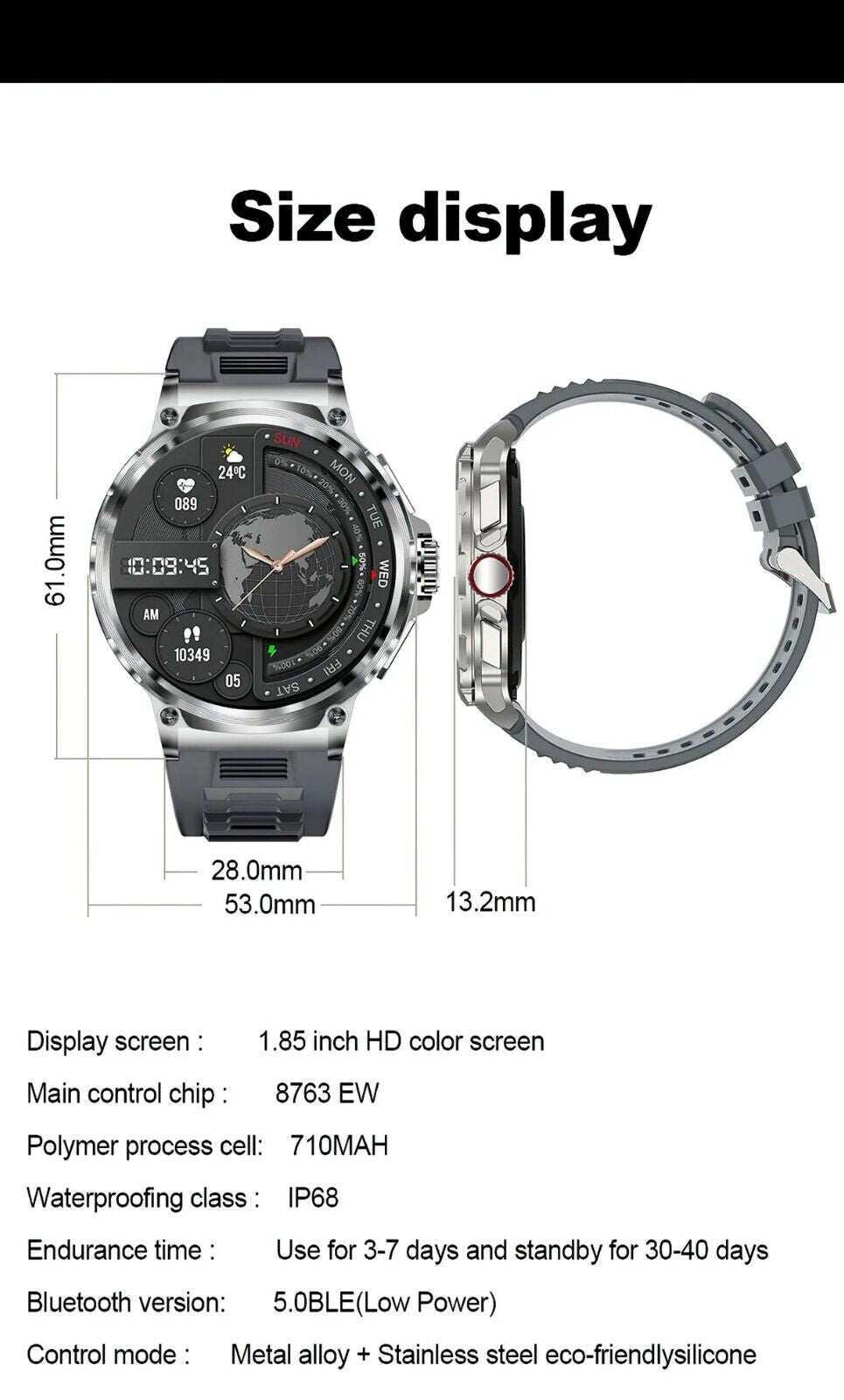 1.85-Inch Ultra HD Smartwatch with GPS, Bluetooth Calling, and Health Monitoring - Ideal Gift for Fitness Enthusiasts
