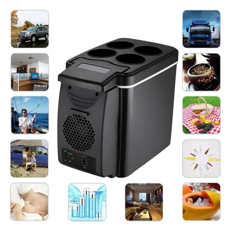 6L Car Refrigerator Mini Fridge Vehicle and Home Use Dormitory Truck Cold and Hot Dual-Use Insulated Cooler Box 12V