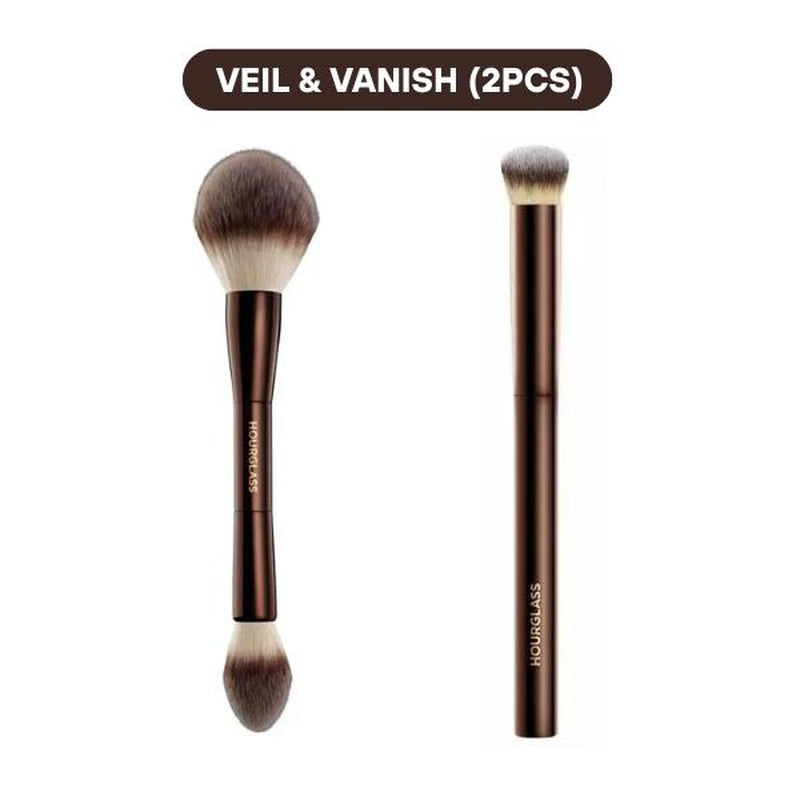 HOURGLASS Veil & Vanish Double-Ended Brush Set - Perfect Powder & Concealer Duo (2 Pcs)