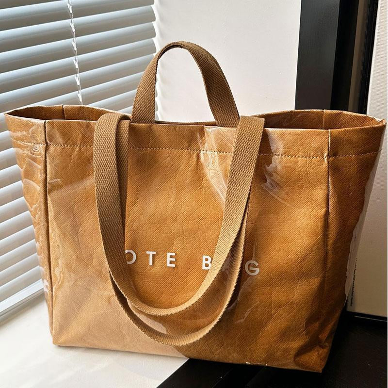 Tote Bag for Women,Large Work Tote Bag Clear Plastic Tote Bag PVC Letter Printed Bag Kraft Paper Hobo Bag with Handle