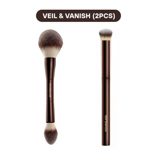 HOURGLASS Veil & Vanish Double-Ended Brush Set - Perfect Powder & Concealer Duo (2 Pcs)